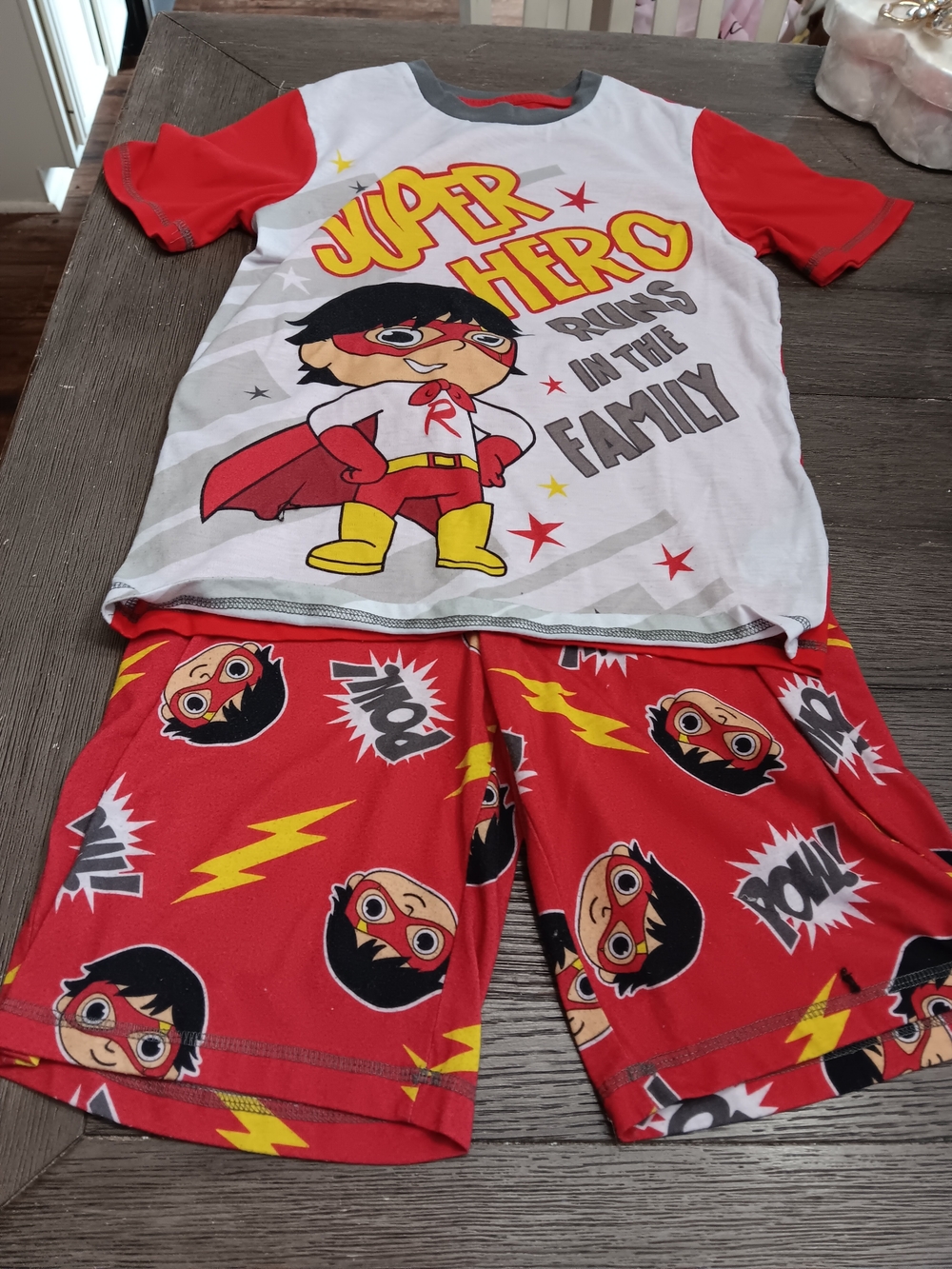 Boys Size Large,  Red Superhero Pajama Set